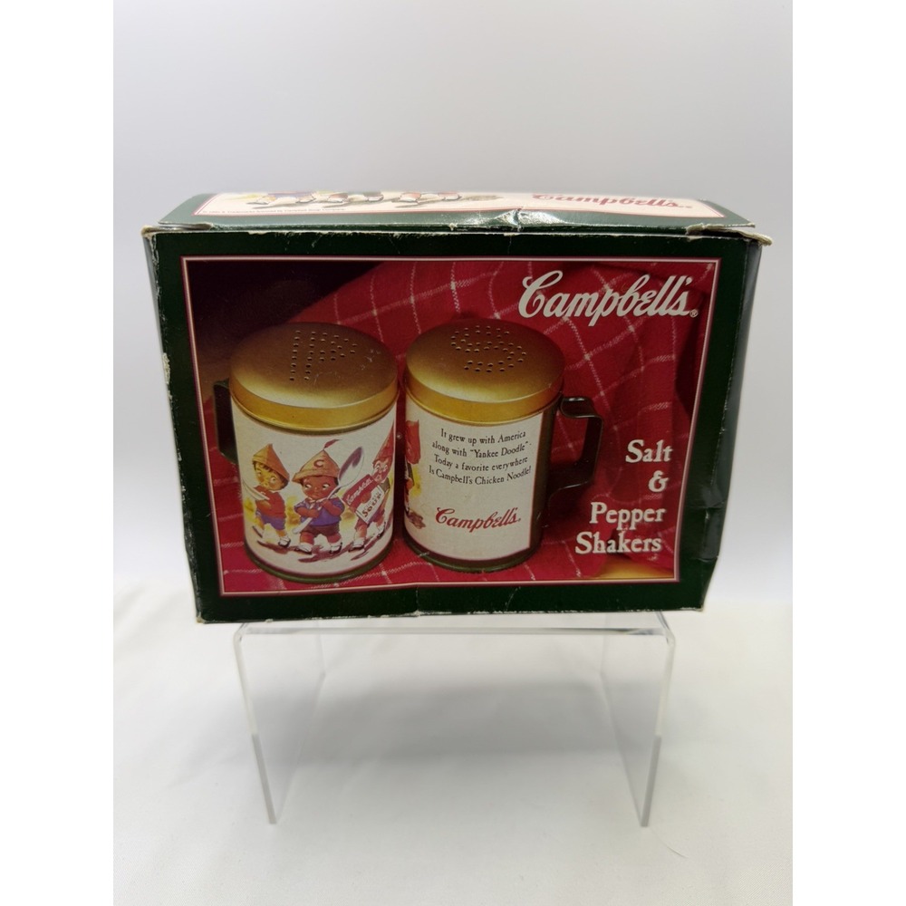 Campbell's Soup Kids Tin Metal Salt & Pepper Shakers 1995 New In Original Box